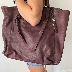 Cole Haan oversized soft tote saddle deep purple. Damaged but Lots of life left